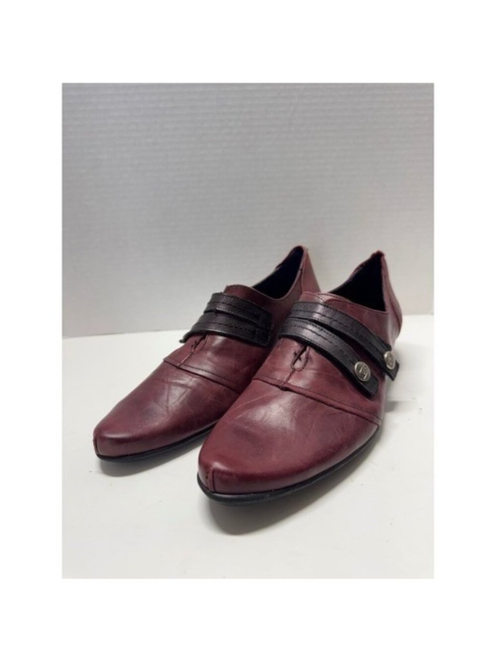 Dorking by Fluchos Burgundy Leather Monk Strap Loafers Made in Spain Size 9 40